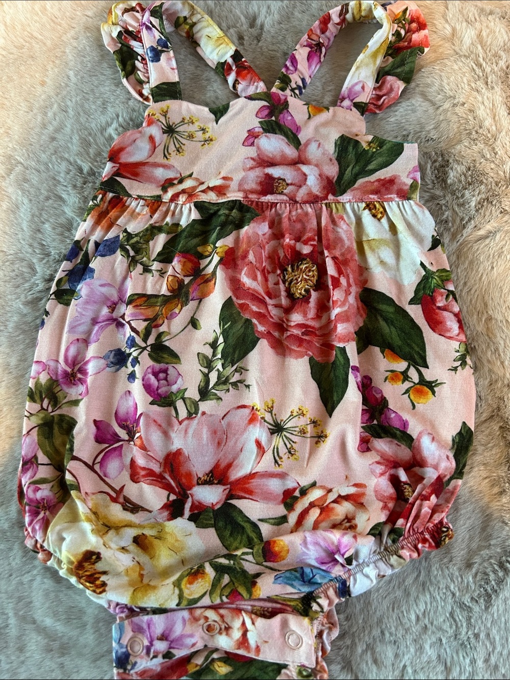 Posh Peanut Pink Floral One-Piece Romper